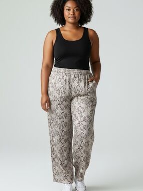 A New Day Snake Print Wide Leg Pants XL Elastic Waist Lightweight
